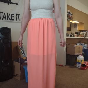 Rue 21 formal dress. Size S. Tan and peach